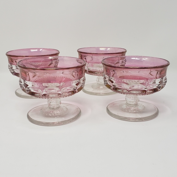 Four Beautiful Pink Glass Ice Cream Bowls